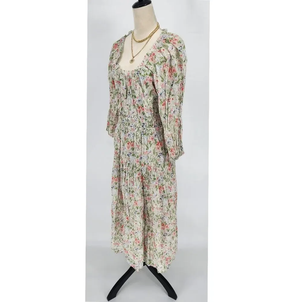 The Great Moonstone Gathered Floral Cotton Midi Dress – S – NWT - Picture 3 of 7